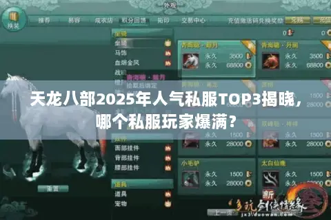 天龙八部2025年人气私服TOP3揭晓,哪个私服玩家爆满? 天龙八部2025年人气私服TOP3揭晓,哪个私服玩家爆满?