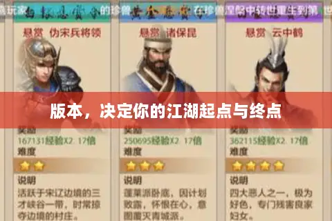 版本,决定你的江湖起点与终点 版本,决定你的江湖起点与终点