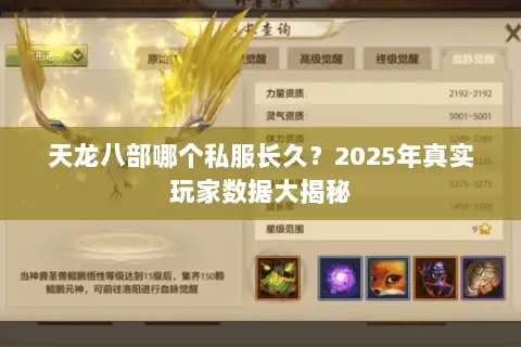 天龙八部哪个私服长久？2025年真实玩家数据大揭秘