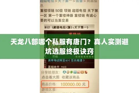 天龙八部哪个私服有唐门?真人实测避坑选服终极诀窍 天龙八部哪个私服有唐门?真人实测避坑选服终极诀窍