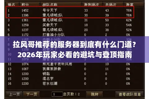 拉风哥推荐的服务器到底有什么门道?2026年玩家必看的避坑与登顶指南 拉风哥推荐的服务器到底有什么门道?2026年玩家必看的避坑与登顶指南