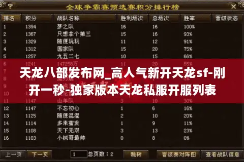 天龙八部发布网_高人气新开天龙sf-刚开一秒-独家版本天龙私服开服列表 天龙八部发布网_高人气新开天龙sf-刚开一秒-独家版本天龙私服开服列表