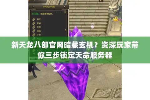 新天龙八部官网暗藏玄机?资深玩家带你三步锁定天命服务器 新天龙八部官网暗藏玄机?资深玩家带你三步锁定天命服务器