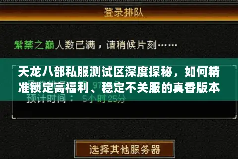 天龙八部私服测试区深度探秘，如何精准锁定高福利、稳定不关服的真香版本？