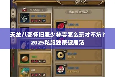 天龙八部怀旧服少林寺怎么玩才不坑？2025私服独家破局法