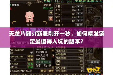 天龙八部sf新服刚开一秒,如何精准锁定最值得入坑的版本? 天龙八部sf新服刚开一秒,如何精准锁定最值得入坑的版本?