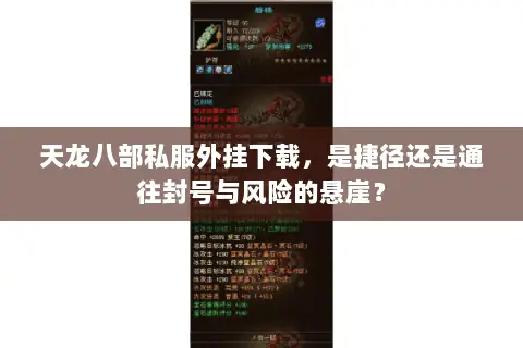 天龙八部私服外挂下载,是捷径还是通往封号与风险的悬崖? 天龙八部私服外挂下载,是捷径还是通往封号与风险的悬崖?