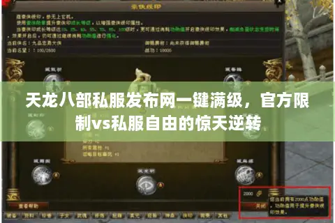 天龙八部私服发布网一键满级,官方限制vs私服自由的惊天逆转 天龙八部私服发布网一键满级,官方限制vs私服自由的惊天逆转