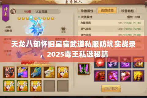 天龙八部怀旧星宿武道私服防坑实战录，2025毒王私选秘籍