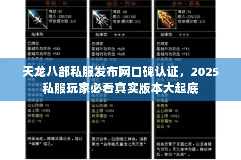 天龙八部私服发布网口碑认证,2025私服玩家必看真实版本大起底 天龙八部私服发布网口碑认证,2025私服玩家必看真实版本大起底