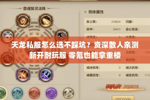 天龙私服怎么选不踩坑？资深散人亲测新开耐玩服 零氪也能拿重楼