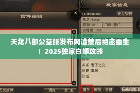 天龙八部公益服发布网遭禁后绝密重生!2025独家白嫖攻略 天龙八部公益服发布网遭禁后绝密重生!2025独家白嫖攻略