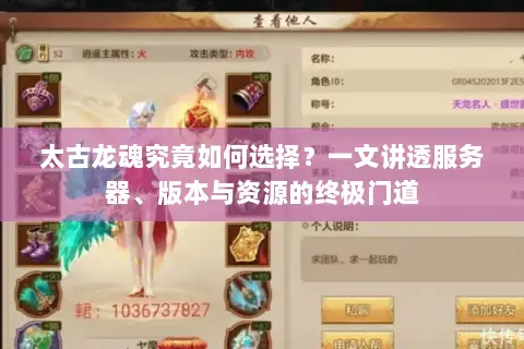 太古龙魂究竟如何选择？一文讲透服务器、版本与资源的终极门道