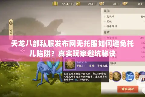 天龙八部私服发布网无托服如何避免托儿陷阱？真实玩家避坑秘诀