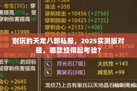 耐玩的天龙八部私服,2025实测版对碰,哪款经得起考验? 耐玩的天龙八部私服,2025实测版对碰,哪款经得起考验?