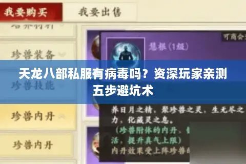 天龙八部私服有病毒吗?资深玩家亲测五步避坑术 天龙八部私服有病毒吗?资深玩家亲测五步避坑术