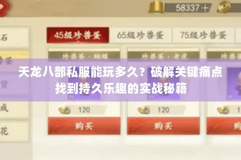 天龙八部私服能玩多久?破解关键痛点找到持久乐趣的实战秘籍 天龙八部私服能玩多久?破解关键痛点找到持久乐趣的实战秘籍