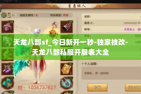 天龙八部sf_今日新开一秒-独家技改-天龙八部私服开服表大全