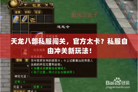 天龙八部私服闯关，官方太卡？私服自由冲关新玩法！