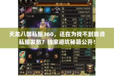 天龙八部私服360，还在为找不到靠谱私服发愁？独家避坑秘籍公开！
