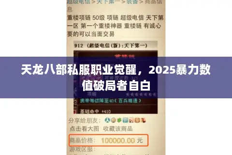 天龙八部私服职业觉醒,2025暴力数值破局者自白 天龙八部私服职业觉醒,2025暴力数值破局者自白
