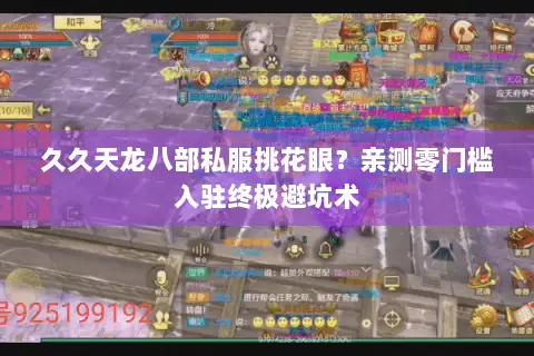 久久天龙八部私服挑花眼？亲测零门槛入驻终极避坑术