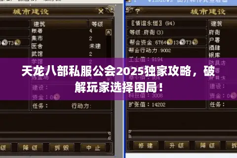 天龙八部私服公会2025独家攻略,破解玩家选择困局! 天龙八部私服公会2025独家攻略,破解玩家选择困局!