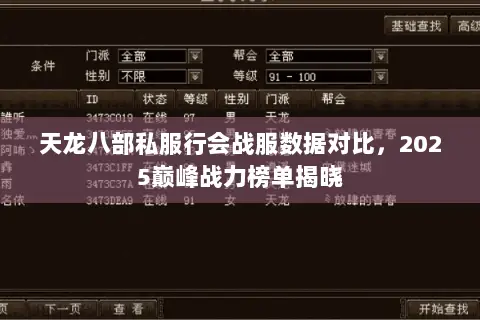 天龙八部私服行会战服数据对比,2025巅峰战力榜单揭晓 天龙八部私服行会战服数据对比,2025巅峰战力榜单揭晓