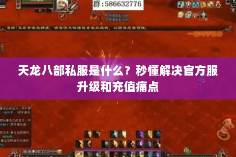 天龙八部私服是什么?秒懂解决官方服升级和充值痛点 天龙八部私服是什么?秒懂解决官方服升级和充值痛点