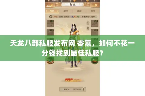 天龙八部私服发布网 零氪，如何不花一分钱找到最佳私服？