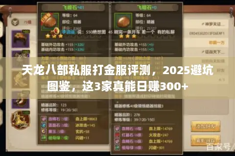 天龙八部私服打金服评测，2025避坑图鉴，这3家真能日赚300+