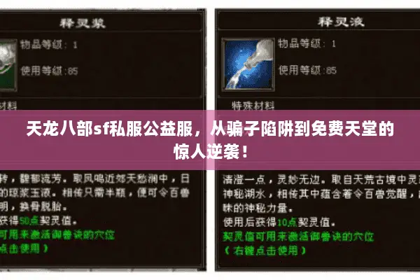 天龙八部sf私服公益服,从骗子陷阱到免费天堂的惊人逆袭! 天龙八部sf私服公益服,从骗子陷阱到免费天堂的惊人逆袭!