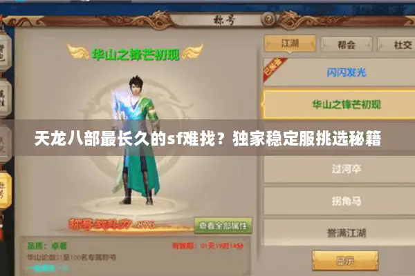 天龙八部最长久的sf难找?独家稳定服挑选秘籍 天龙八部最长久的sf难找?独家稳定服挑选秘籍