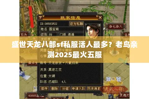 盛世天龙八部sf私服活人最多？老鸟亲测2025最火五服