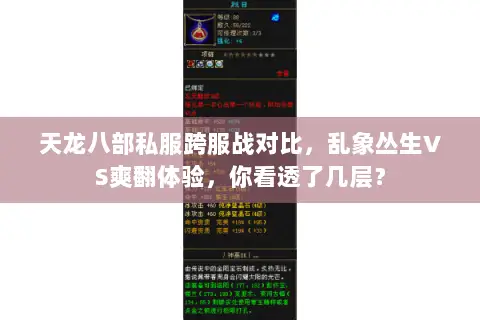 天龙八部私服跨服战对比,乱象丛生VS爽翻体验,你看透了几层? 天龙八部私服跨服战对比,乱象丛生VS爽翻体验,你看透了几层?