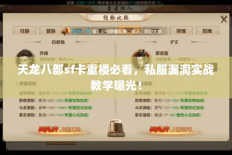 天龙八部sf卡重楼必看,私服漏洞实战教学曝光! 天龙八部sf卡重楼必看,私服漏洞实战教学曝光!