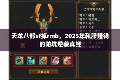 天龙八部sf掉rmb，2025年私服赚钱的防坑逆袭真经