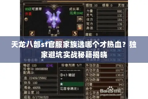 天龙八部sf官服家族选哪个才热血？独家避坑实战秘籍揭晓