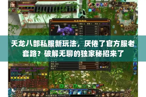 天龙八部私服新玩法,厌倦了官方服老套路?破解无聊的独家秘招来了 天龙八部私服新玩法,厌倦了官方服老套路?破解无聊的独家秘招来了