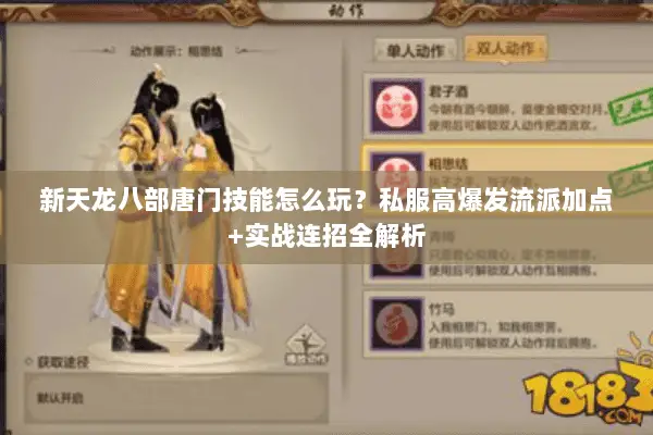 新天龙八部唐门技能怎么玩?私服高爆发流派加点+实战连招全解析 新天龙八部唐门技能怎么玩?私服高爆发流派加点+实战连招全解析