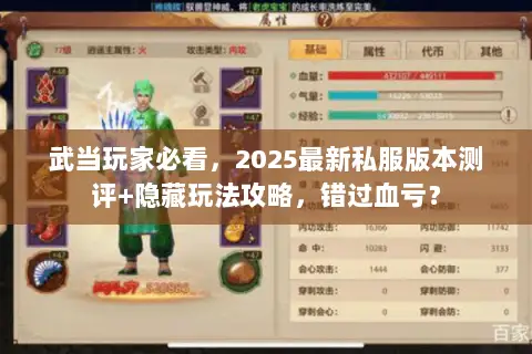 武当玩家必看,2025最新私服版本测评+隐藏玩法攻略,错过血亏? 武当玩家必看,2025最新私服版本测评+隐藏玩法攻略,错过血亏?