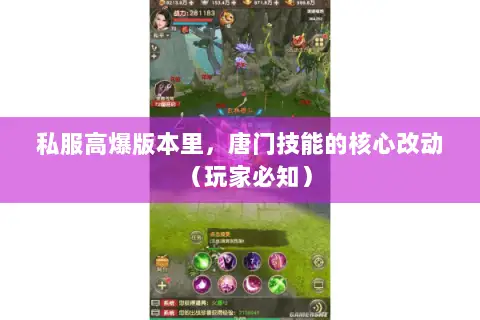 私服高爆版本里，唐门技能的核心改动（玩家必知）