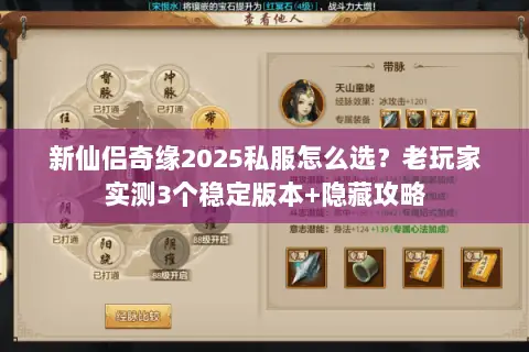 新仙侣奇缘2025私服怎么选?老玩家实测3个稳定版本+隐藏攻略 新仙侣奇缘2025私服怎么选?老玩家实测3个稳定版本+隐藏攻略