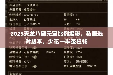 2025天龙八部元宝比例揭秘，私服选对版本，少花一半冤枉钱