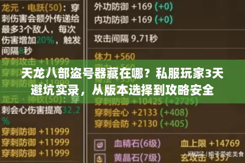 天龙八部盗号器藏在哪?私服玩家3天避坑实录,从版本选择到攻略安全 天龙八部盗号器藏在哪?私服玩家3天避坑实录,从版本选择到攻略安全