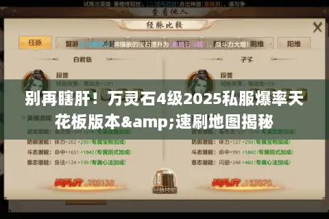别再瞎肝!万灵石4级2025私服爆率天花板版本&速刷地图揭秘 别再瞎肝!万灵石4级2025私服爆率天花板版本&速刷地图揭秘