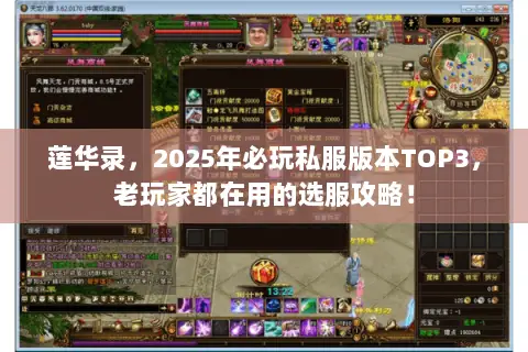 莲华录，2025年必玩私服版本TOP3，老玩家都在用的选服攻略！