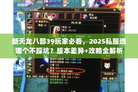 新天龙八部39玩家必看,2025私服选哪个不踩坑?版本差异+攻略全解析 新天龙八部39玩家必看,2025私服选哪个不踩坑?版本差异+攻略全解析