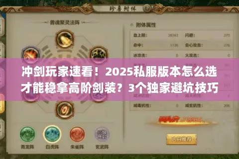 冲剑玩家速看！2025私服版本怎么选才能稳拿高阶剑装？3个独家避坑技巧