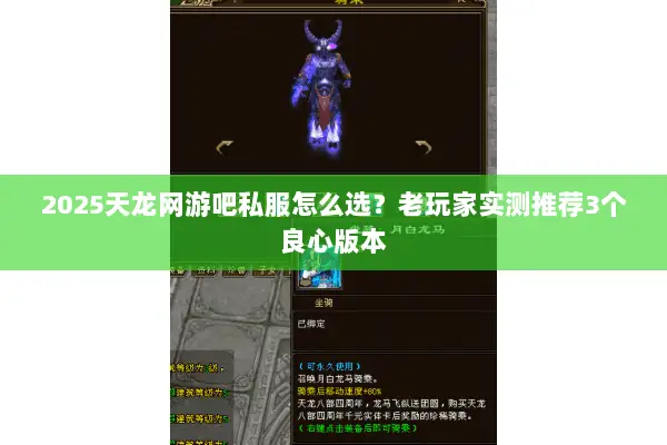 2025天龙网游吧私服怎么选?老玩家实测推荐3个良心版本 2025天龙网游吧私服怎么选?老玩家实测推荐3个良心版本